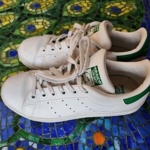 Adidas Classic Stan Smith White Sneakers with Green Highlights